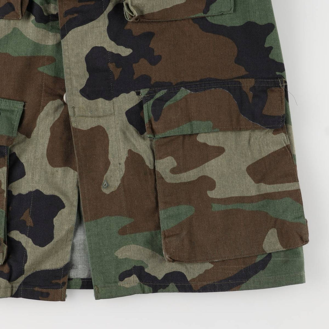 Camouflage Woodland Camo BDU Military Jacket, Men's Size XL unclear Khaki type sage green Vintage Second Hand