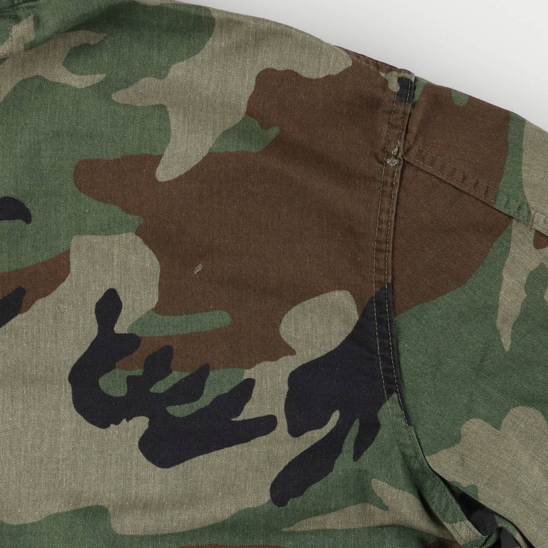 Camouflage Woodland Camo BDU Military Jacket, Men's Size XL unclear Khaki type sage green Vintage Second Hand