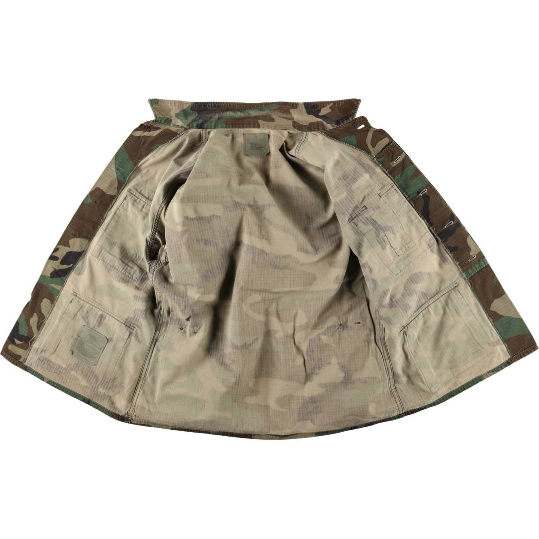 Authentic 2000'S US Military Camouflage Pattern Woodland Camo Ripstop BDU Military Jacket, Made in USA, Men's Size Medium cotton Khaki type sage green Vintage Second Hand