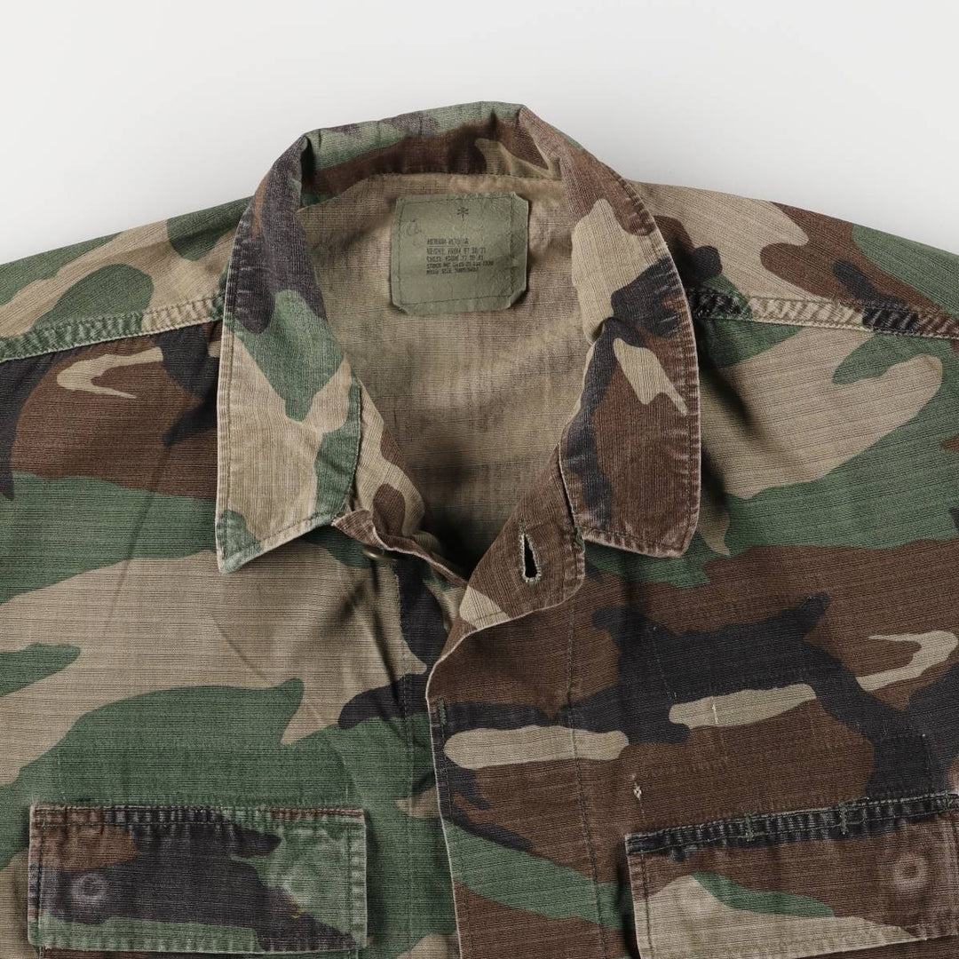 Authentic 2000'S US Military Camouflage Pattern Woodland Camo Ripstop BDU Military Jacket, Made in USA, Men's Size Medium cotton Khaki type sage green Vintage Second Hand