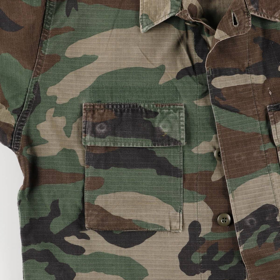 Authentic 2000'S US Military Camouflage Pattern Woodland Camo Ripstop BDU Military Jacket, Made in USA, Men's Size Medium cotton Khaki type sage green Vintage Second Hand