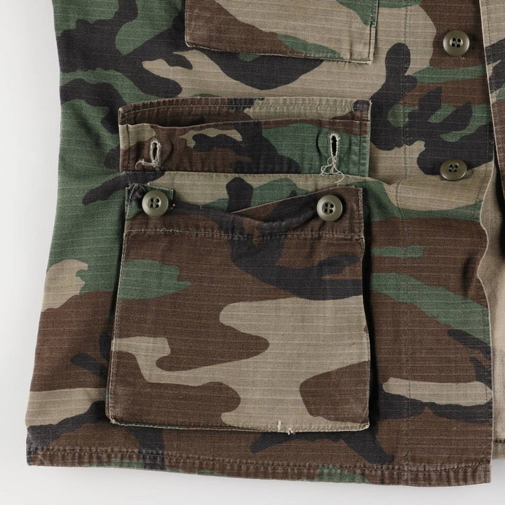 Authentic 2000'S US Military Camouflage Pattern Woodland Camo Ripstop BDU Military Jacket, Made in USA, Men's Size Medium cotton Khaki type sage green Vintage Second Hand
