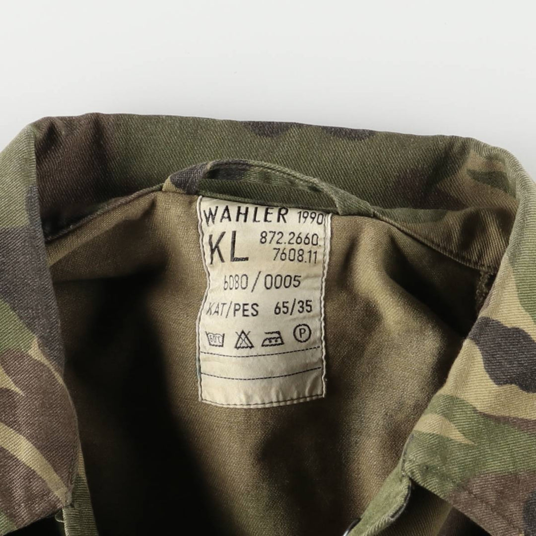 Authentic Dutch Army Camouflage Woodland Camo Military Field Jacket, Men's, Size XL, Vintage cotton Khaki type sage green Vintage Second Hand
