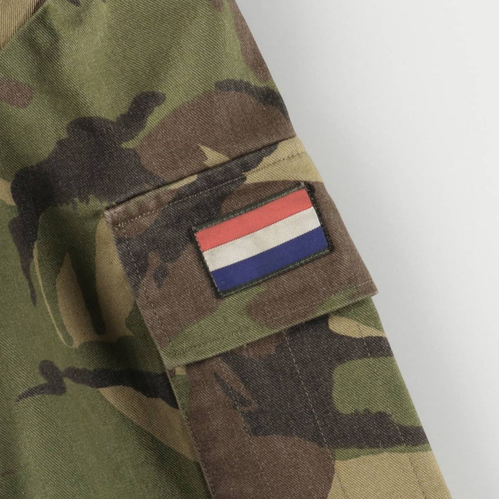 Authentic Dutch Army Camouflage Woodland Camo Military Field Jacket, Men's, Size XL, Vintage cotton Khaki type sage green Vintage Second Hand