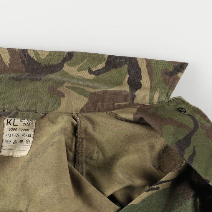 Authentic Dutch Army Camouflage Woodland Camo Military Field Jacket, Men's, Size XL, Vintage cotton Khaki type sage green Vintage Second Hand