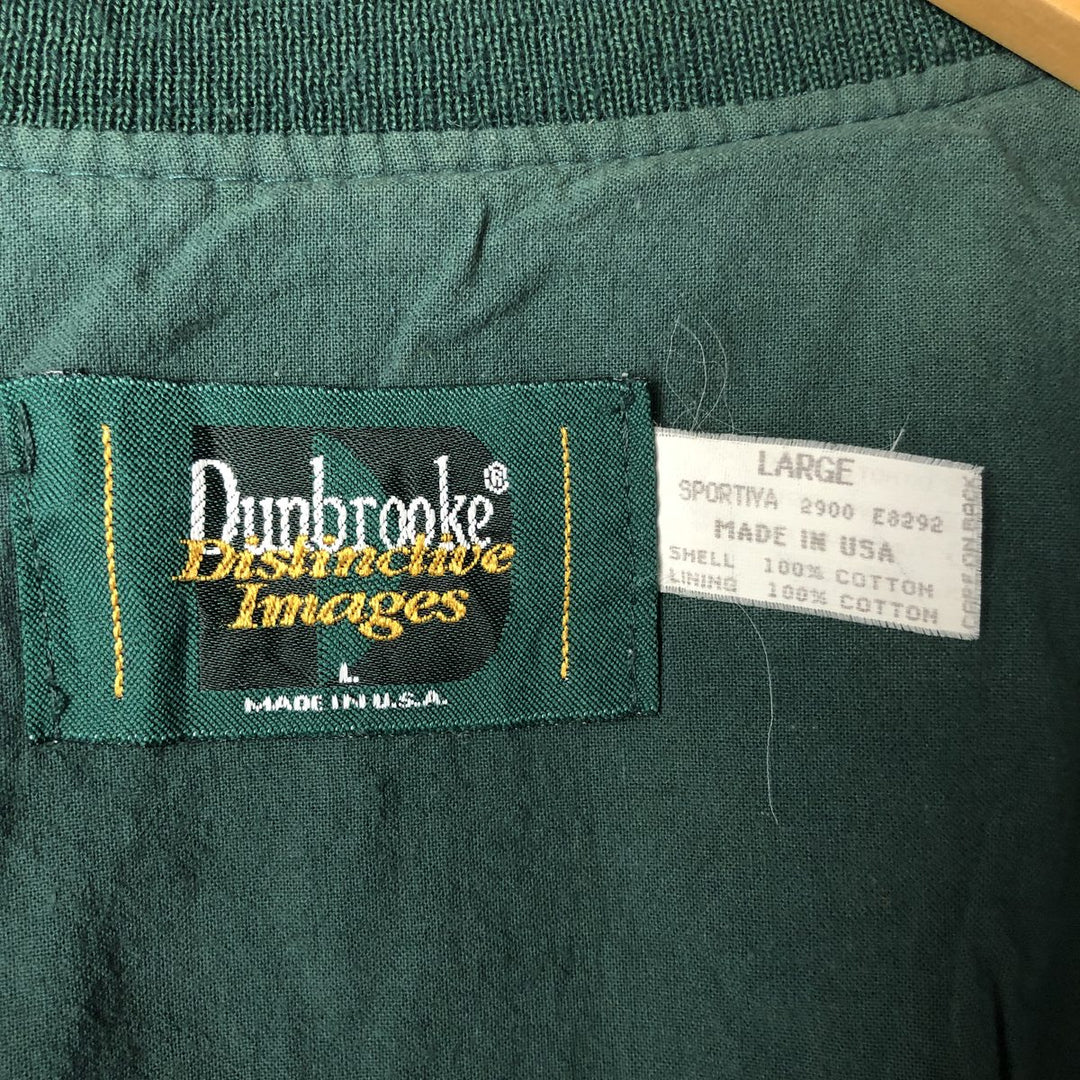Vintage 90'S DUNBROOKE IMAGES cotton blouson, made in the USA, size L, men's cotton green type Vintage Second Hand