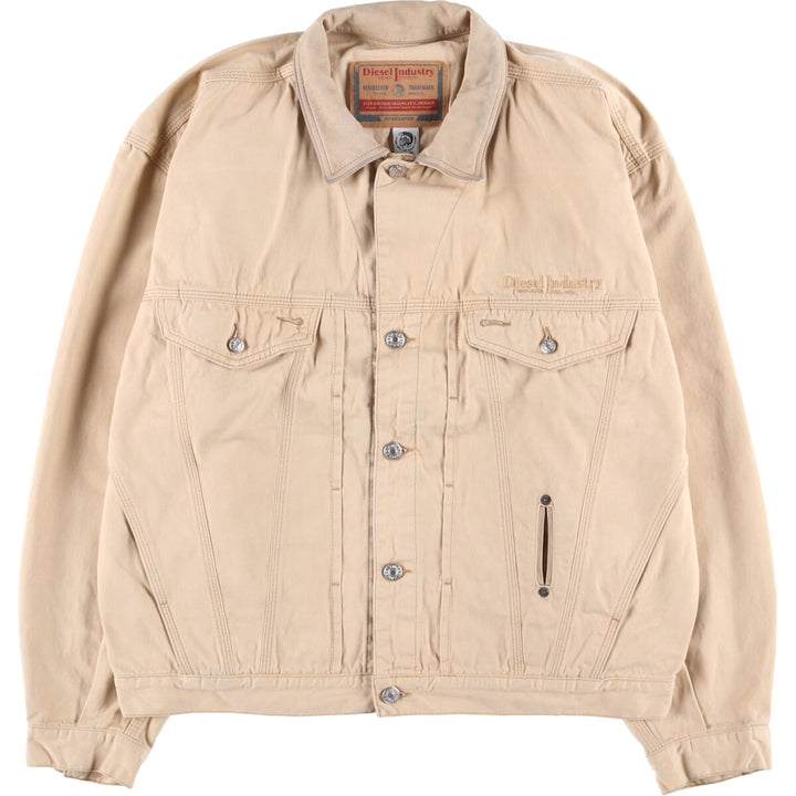 Diesel Industry Trucker-Style Cotton Twill Jacket, Made in Italy, Men's Size XL cotton Beige type Vintage Second Hand