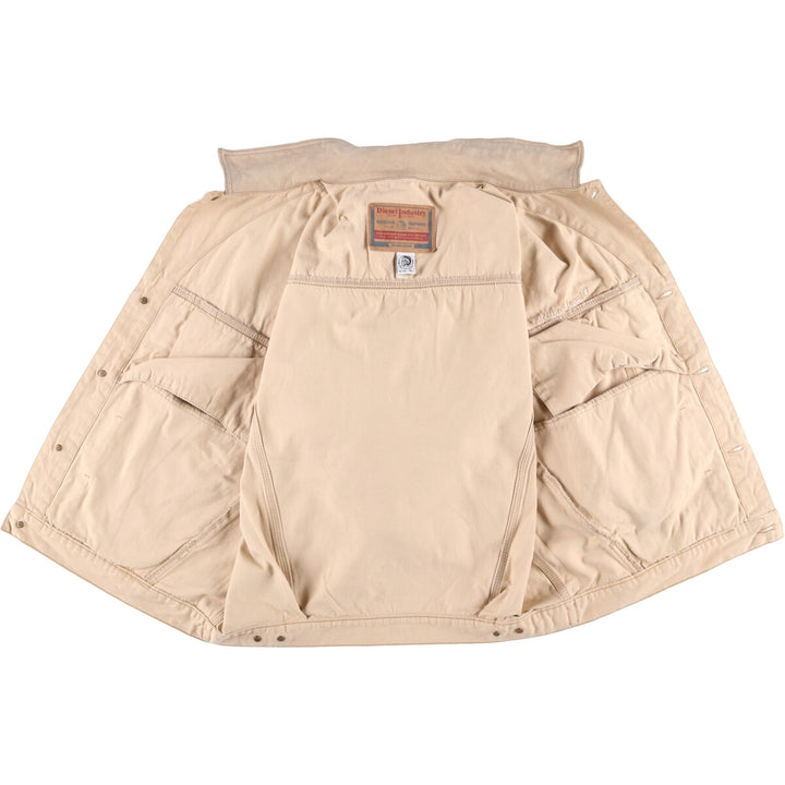 Diesel Industry Trucker-Style Cotton Twill Jacket, Made in Italy, Men's Size XL cotton Beige type Vintage Second Hand