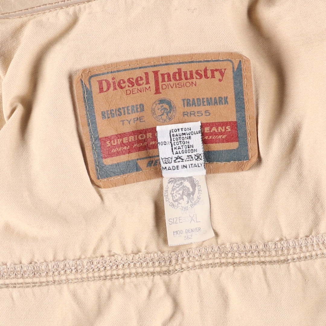 Diesel Industry Trucker-Style Cotton Twill Jacket, Made in Italy, Men's Size XL cotton Beige type Vintage Second Hand