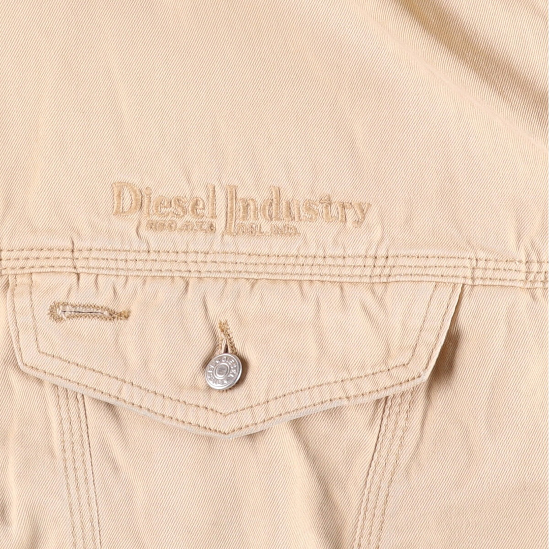 Diesel Industry Trucker-Style Cotton Twill Jacket, Made in Italy, Men's Size XL cotton Beige type Vintage Second Hand
