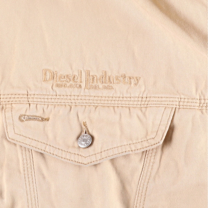 Diesel Industry Trucker-Style Cotton Twill Jacket, Made in Italy, Men's Size XL cotton Beige type Vintage Second Hand