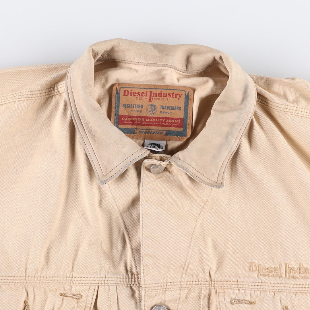 Diesel Industry Trucker-Style Cotton Twill Jacket, Made in Italy, Men's Size XL cotton Beige type Vintage Second Hand
