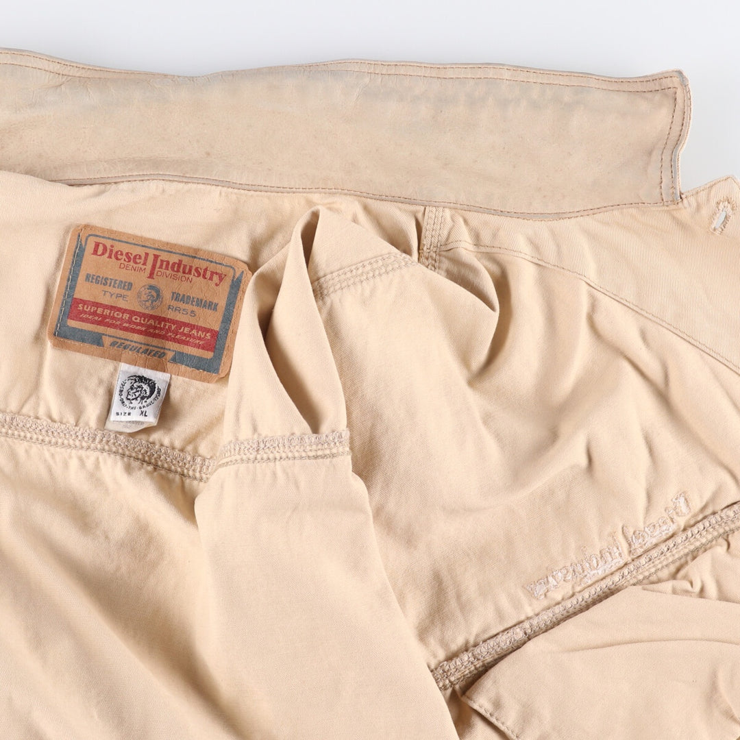 Diesel Industry Trucker-Style Cotton Twill Jacket, Made in Italy, Men's Size XL cotton Beige type Vintage Second Hand