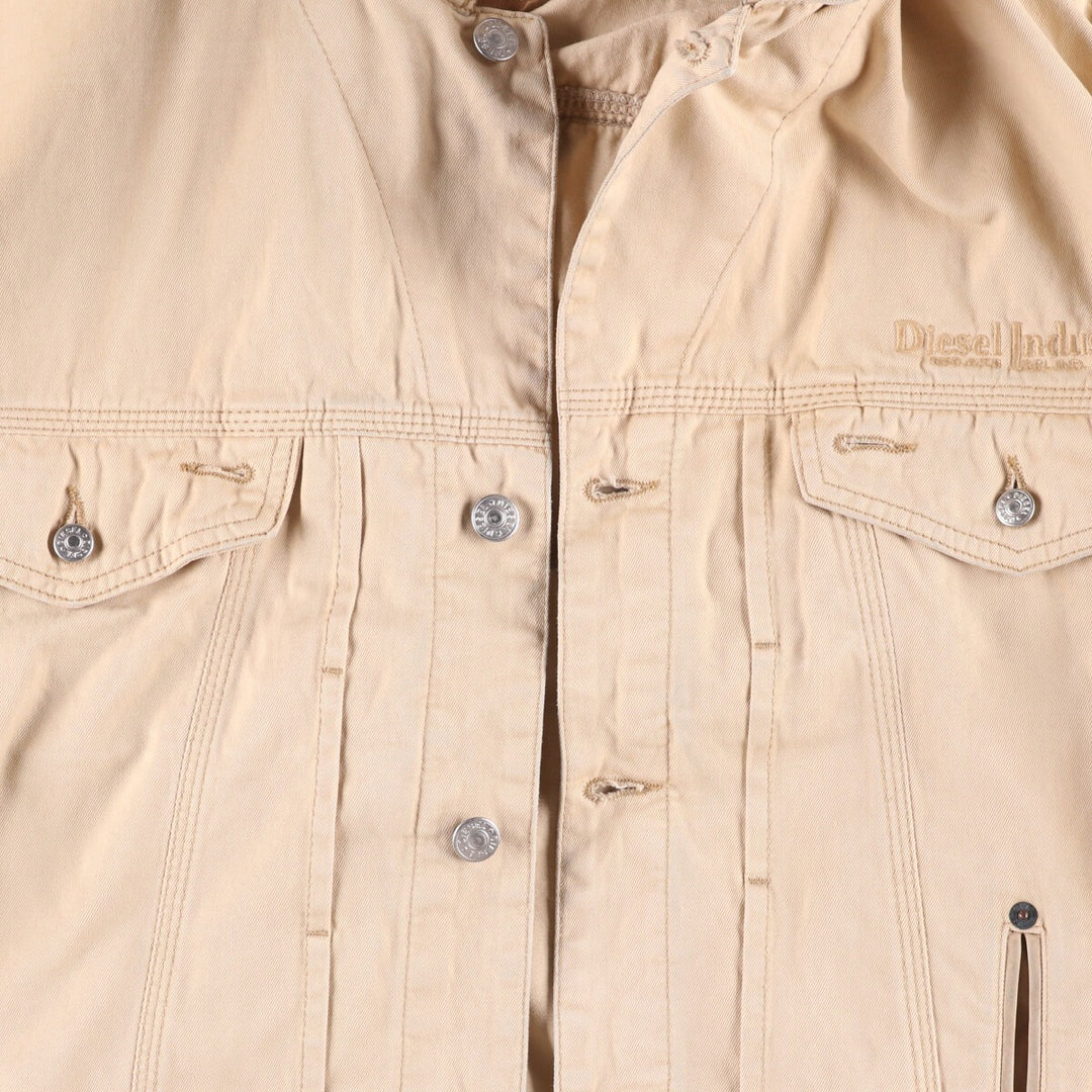 Diesel Industry Trucker-Style Cotton Twill Jacket, Made in Italy, Men's Size XL cotton Beige type Vintage Second Hand