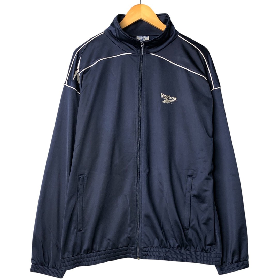 Reebok Jersey Track Jacket, Men's Size Medium polyester navy blue type Vintage Second Hand