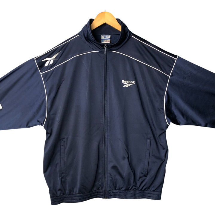 Reebok Jersey Track Jacket, Men's Size Medium polyester navy blue type Vintage Second Hand