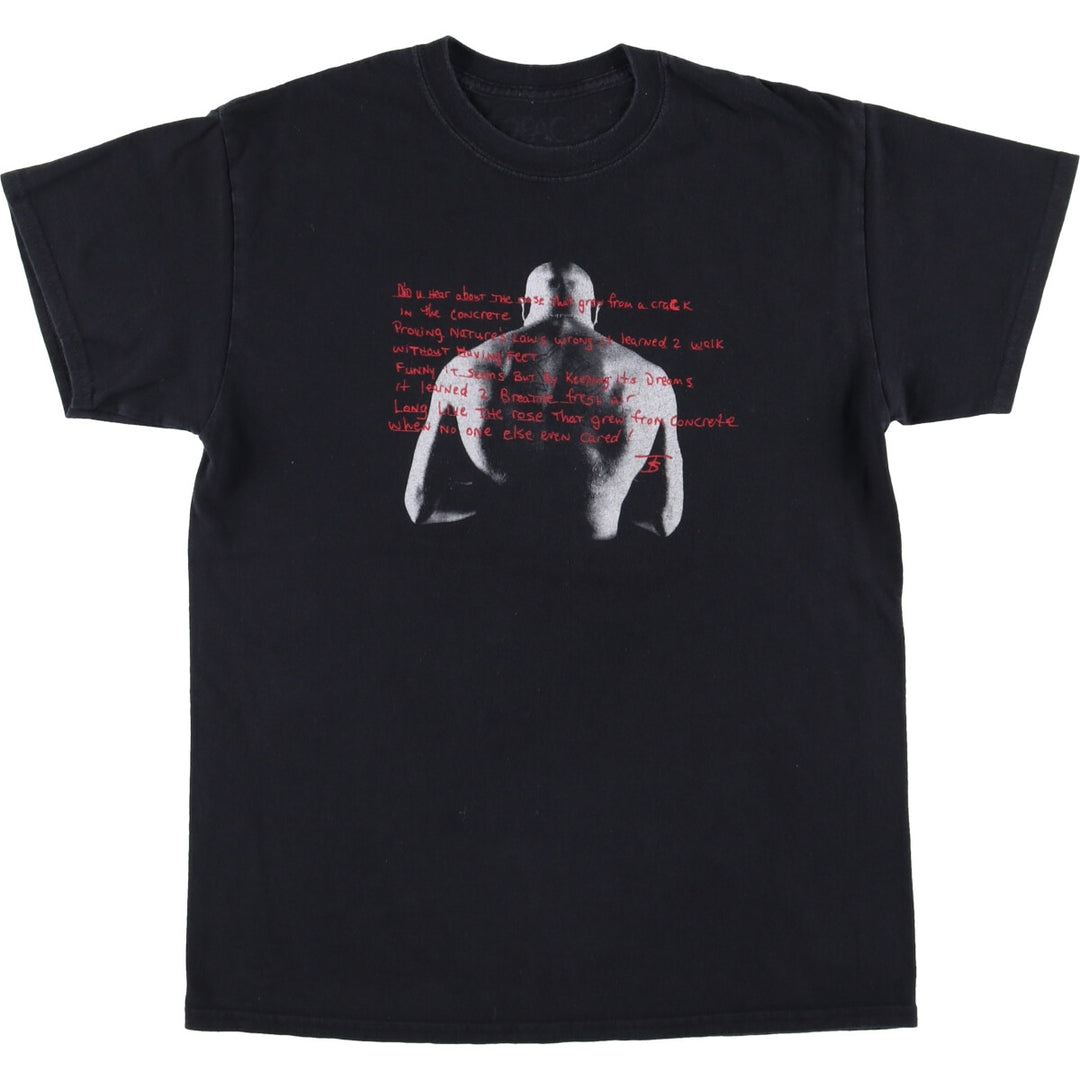2pac Rap T-shirt, Men's M size cotton black type Vintage Second Hand