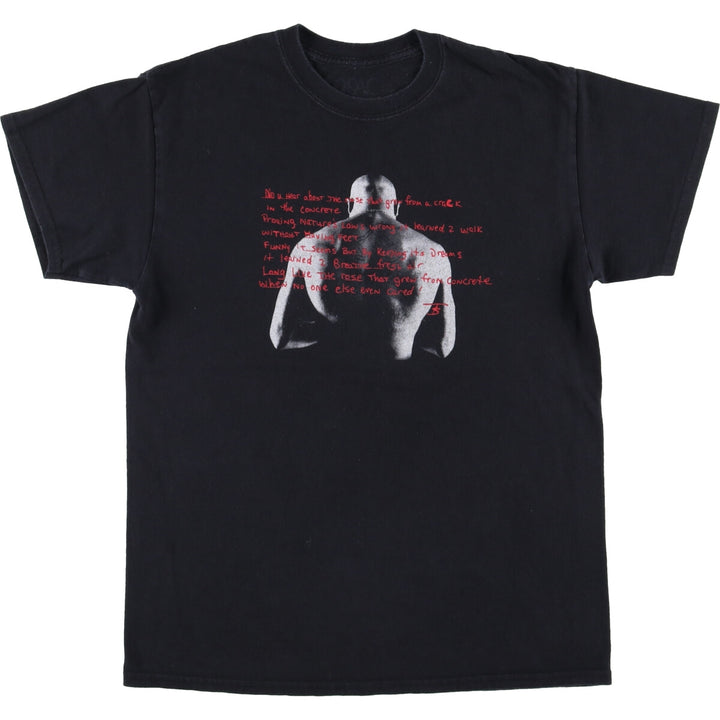 2pac Rap T-shirt, Men's M size cotton black type Vintage Second Hand