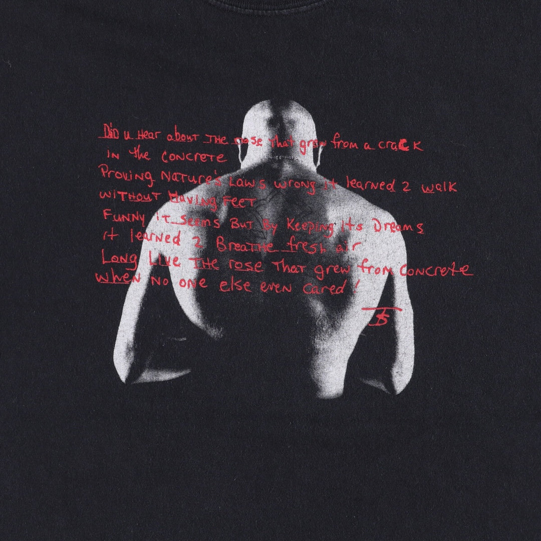 2pac Rap T-shirt, Men's M size cotton black type Vintage Second Hand