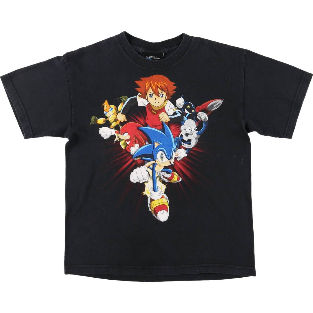 SONIC X Sonic X character print T-shirt men's XL cotton black type Vintage Second Hand