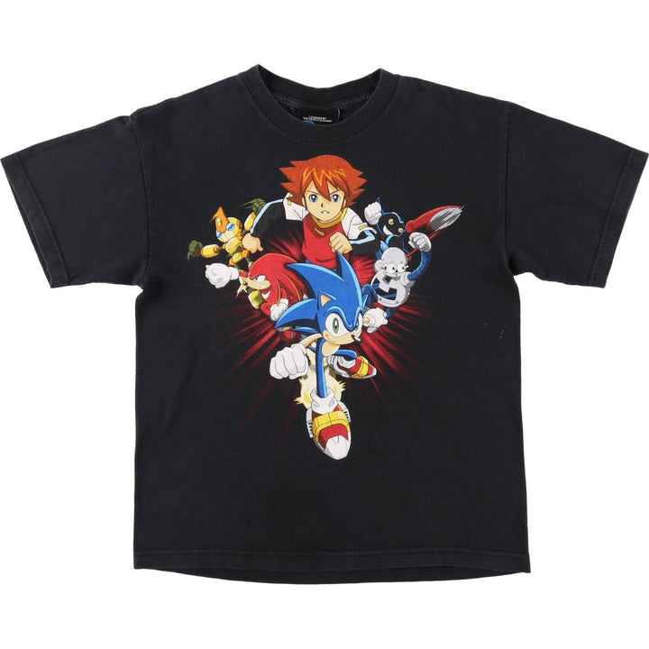 SONIC X Sonic X character print T-shirt men's XL cotton black type Vintage Second Hand