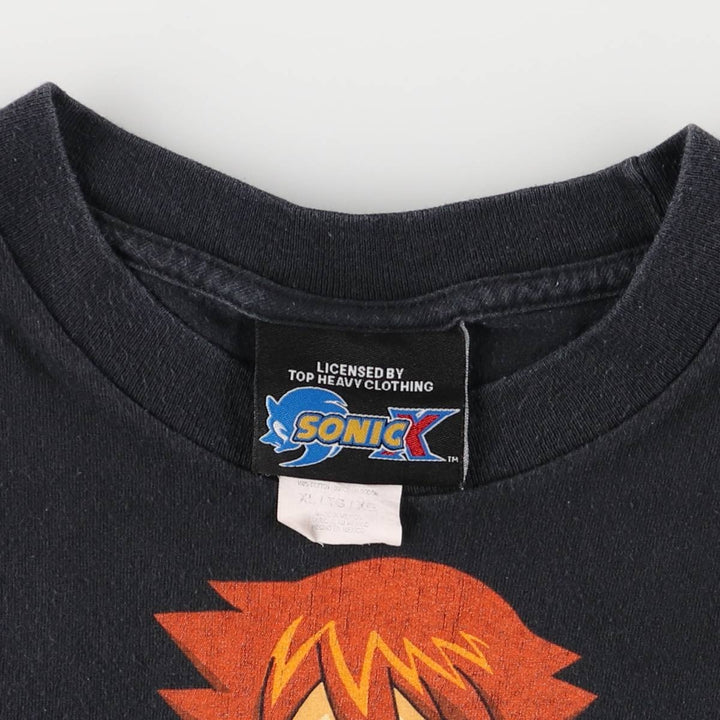 SONIC X Sonic X character print T-shirt men's XL cotton black type Vintage Second Hand
