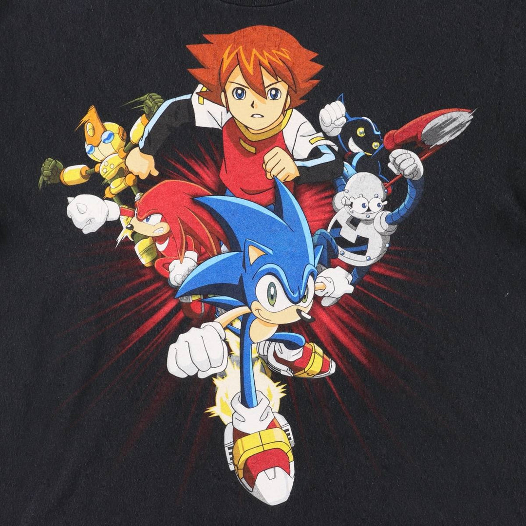 SONIC X Sonic X character print T-shirt men's XL cotton black type Vintage Second Hand