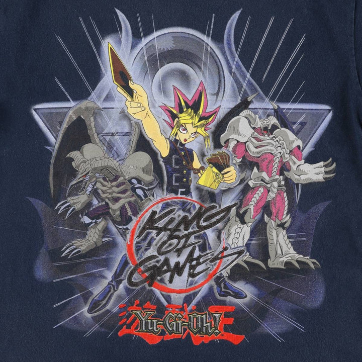2000'S YuGiOh Yu-Gi-Oh Anime Character Print T-Shirt, Men's Size Small cotton navy blue type Vintage Second Hand
