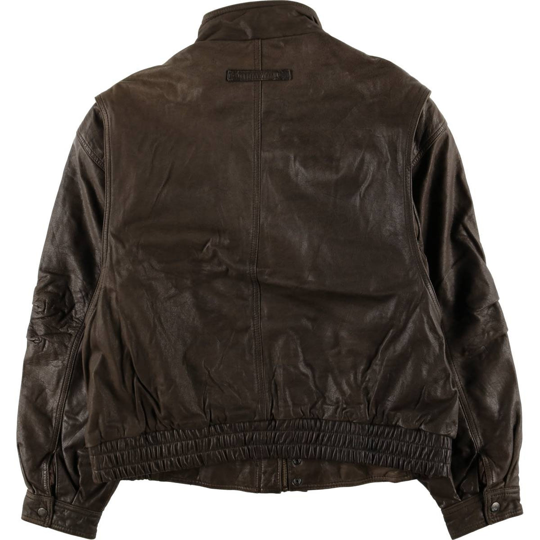1970'S - REED SPORTSWEAR Leather Blouson, Men's XL, Vintage genuine leather brown type Vintage Second Hand