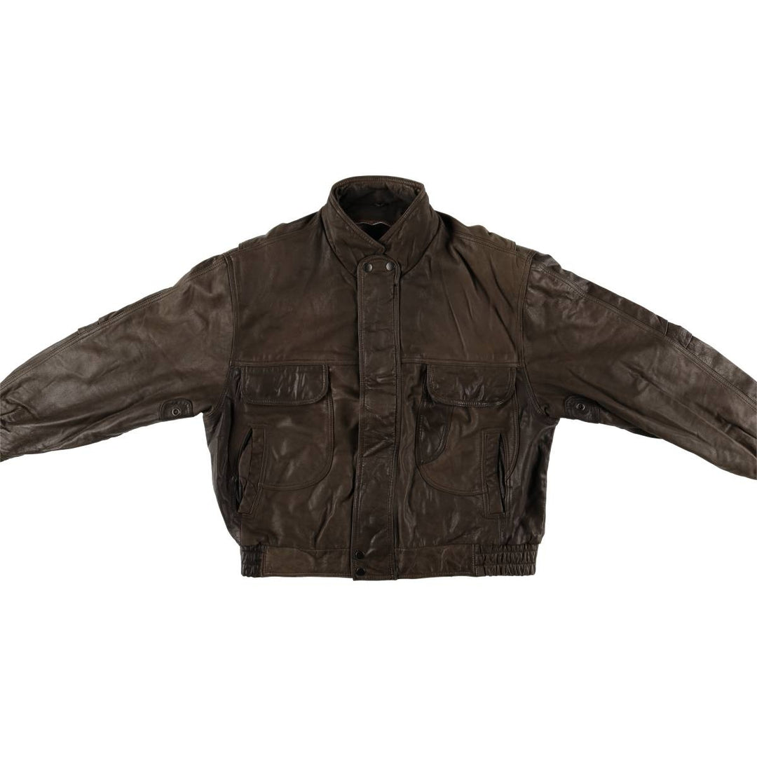 1970'S - REED SPORTSWEAR Leather Blouson, Men's XL, Vintage genuine leather brown type Vintage Second Hand