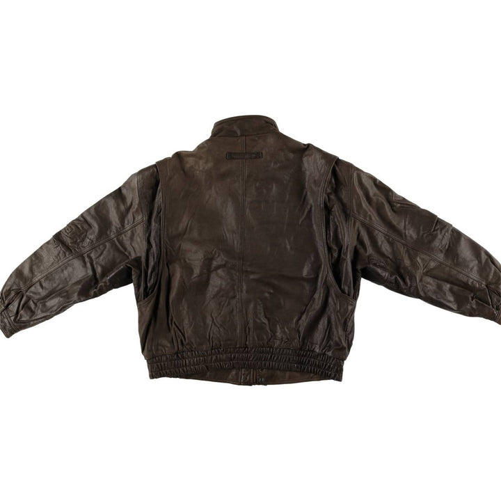 1970'S - REED SPORTSWEAR Leather Blouson, Men's XL, Vintage genuine leather brown type Vintage Second Hand