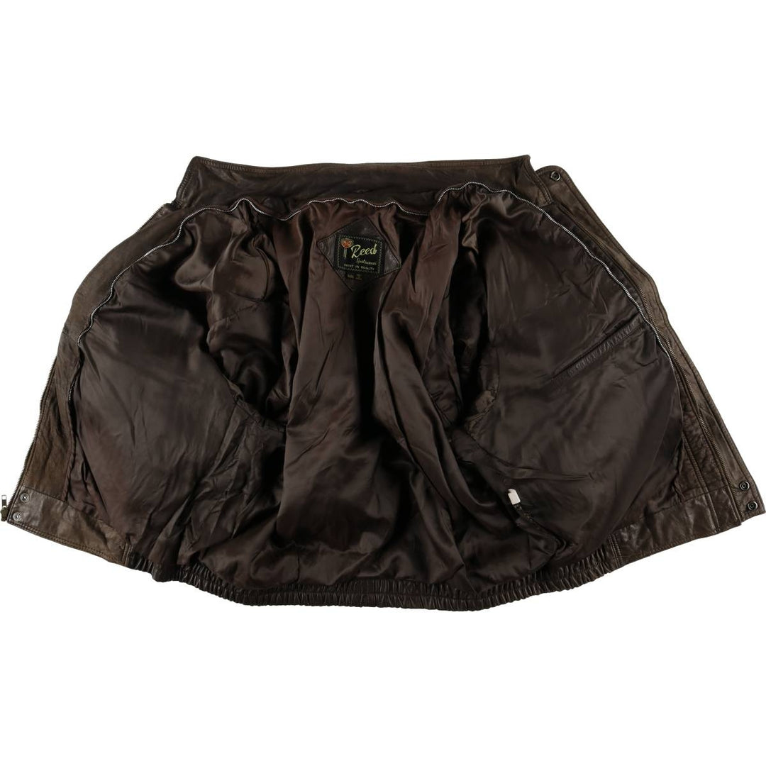 1970'S - REED SPORTSWEAR Leather Blouson, Men's XL, Vintage genuine leather brown type Vintage Second Hand