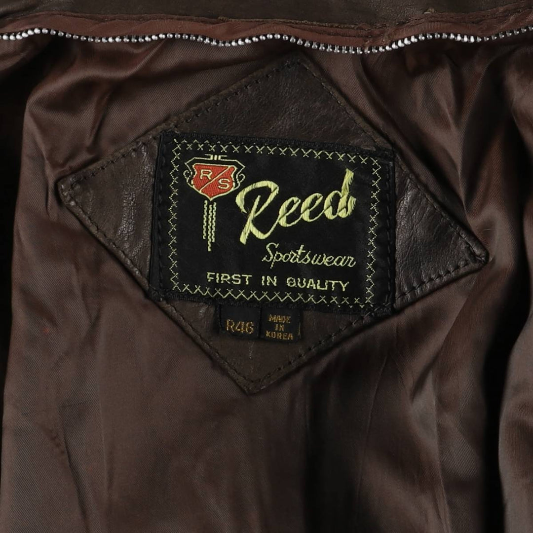 1970'S - REED SPORTSWEAR Leather Blouson, Men's XL, Vintage genuine leather brown type Vintage Second Hand
