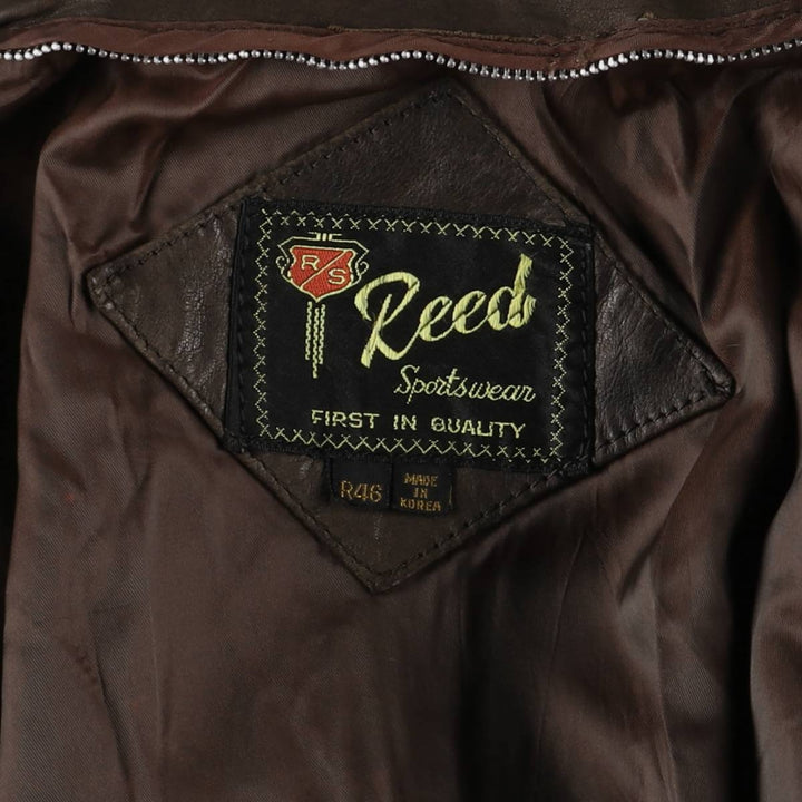 1970'S - REED SPORTSWEAR Leather Blouson, Men's XL, Vintage genuine leather brown type Vintage Second Hand
