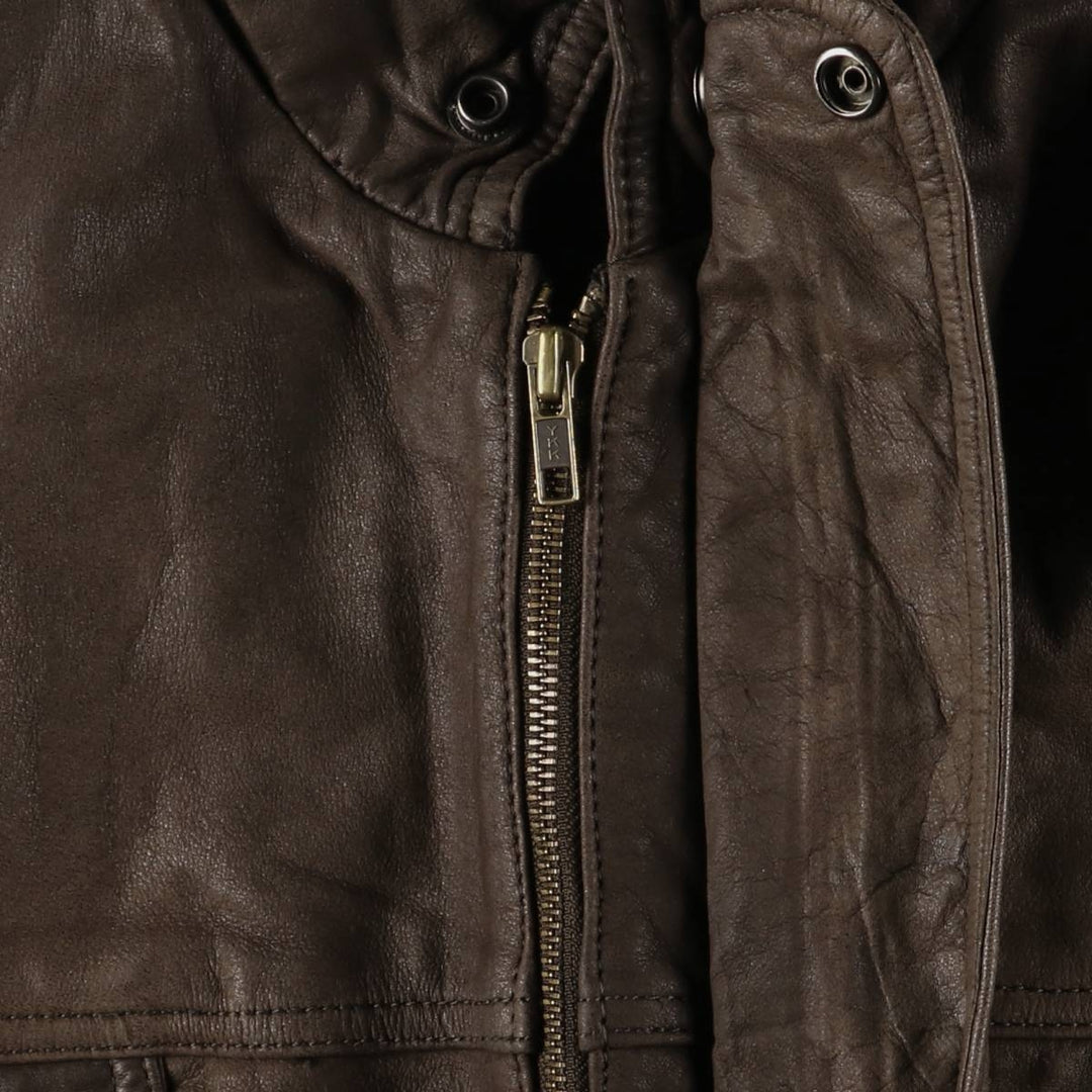 1970'S - REED SPORTSWEAR Leather Blouson, Men's XL, Vintage genuine leather brown type Vintage Second Hand