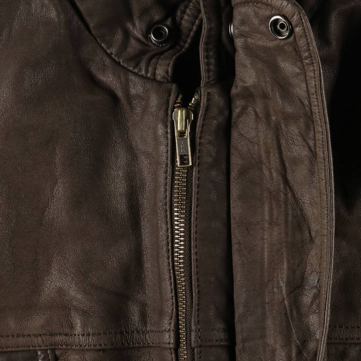 1970'S - REED SPORTSWEAR Leather Blouson, Men's XL, Vintage genuine leather brown type Vintage Second Hand