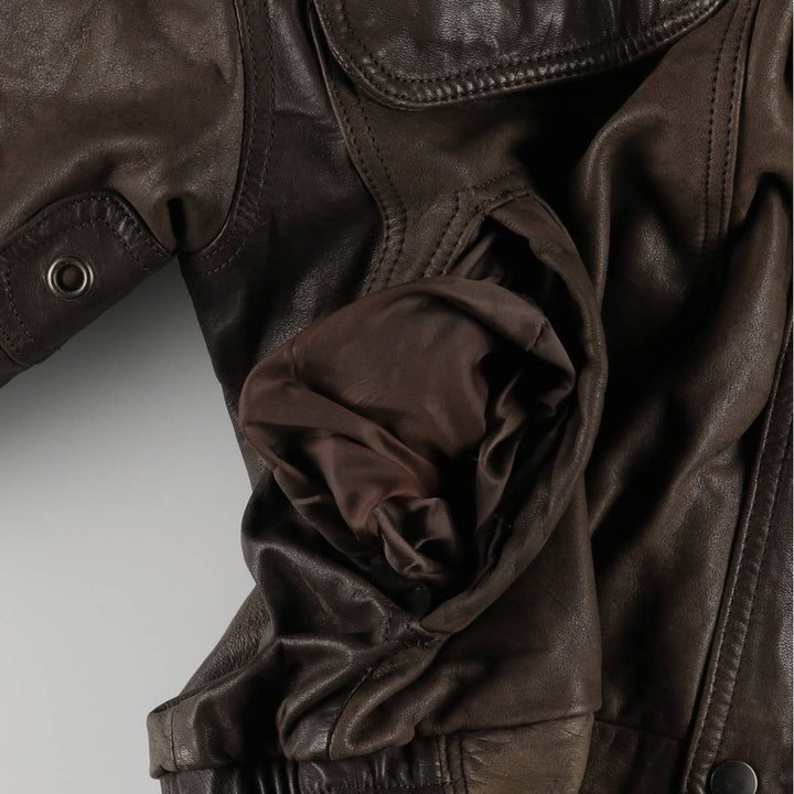 1970'S - REED SPORTSWEAR Leather Blouson, Men's XL, Vintage genuine leather brown type Vintage Second Hand