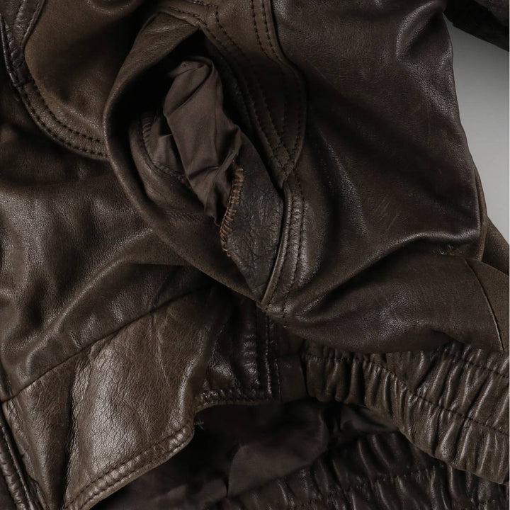1970'S - REED SPORTSWEAR Leather Blouson, Men's XL, Vintage genuine leather brown type Vintage Second Hand