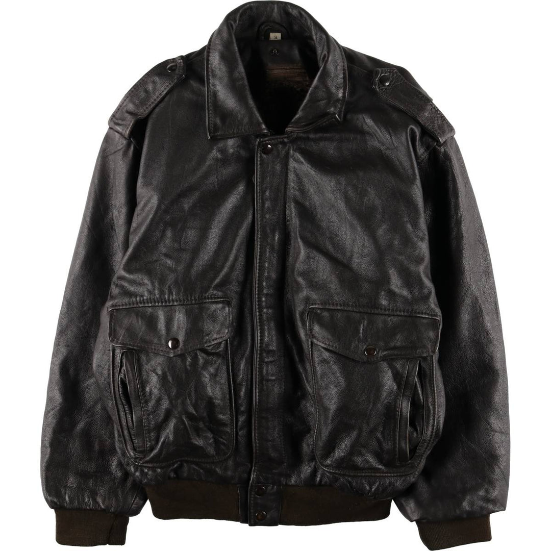 A-2 type leather flight jacket, men's size S unclear black type Vintage Second Hand