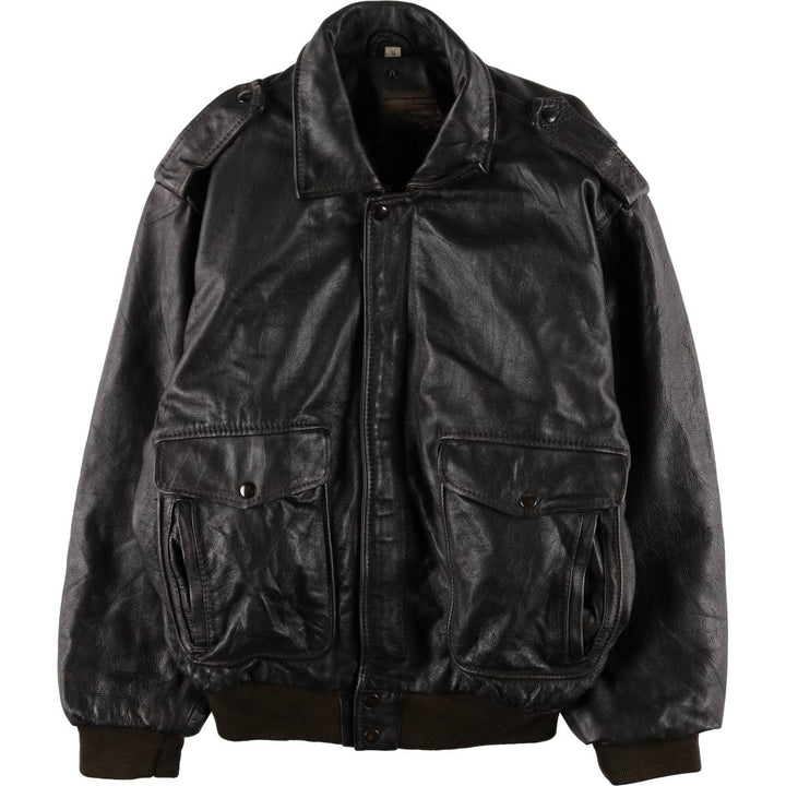 A-2 type leather flight jacket, men's size S unclear black type Vintage Second Hand