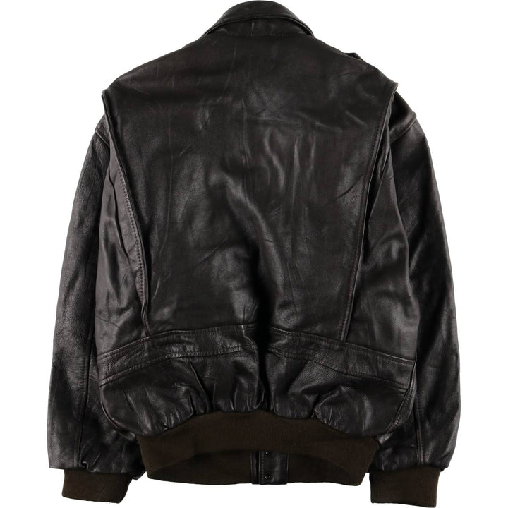 A-2 type leather flight jacket, men's size S unclear black type Vintage Second Hand