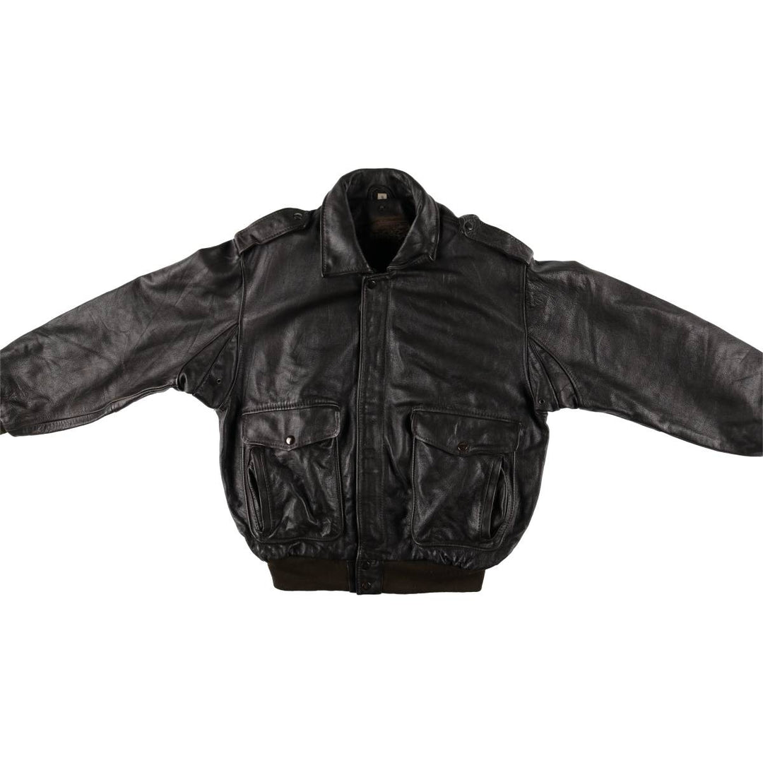 A-2 type leather flight jacket, men's size S unclear black type Vintage Second Hand