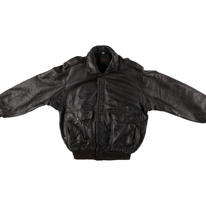 A-2 type leather flight jacket, men's size S unclear black type Vintage Second Hand