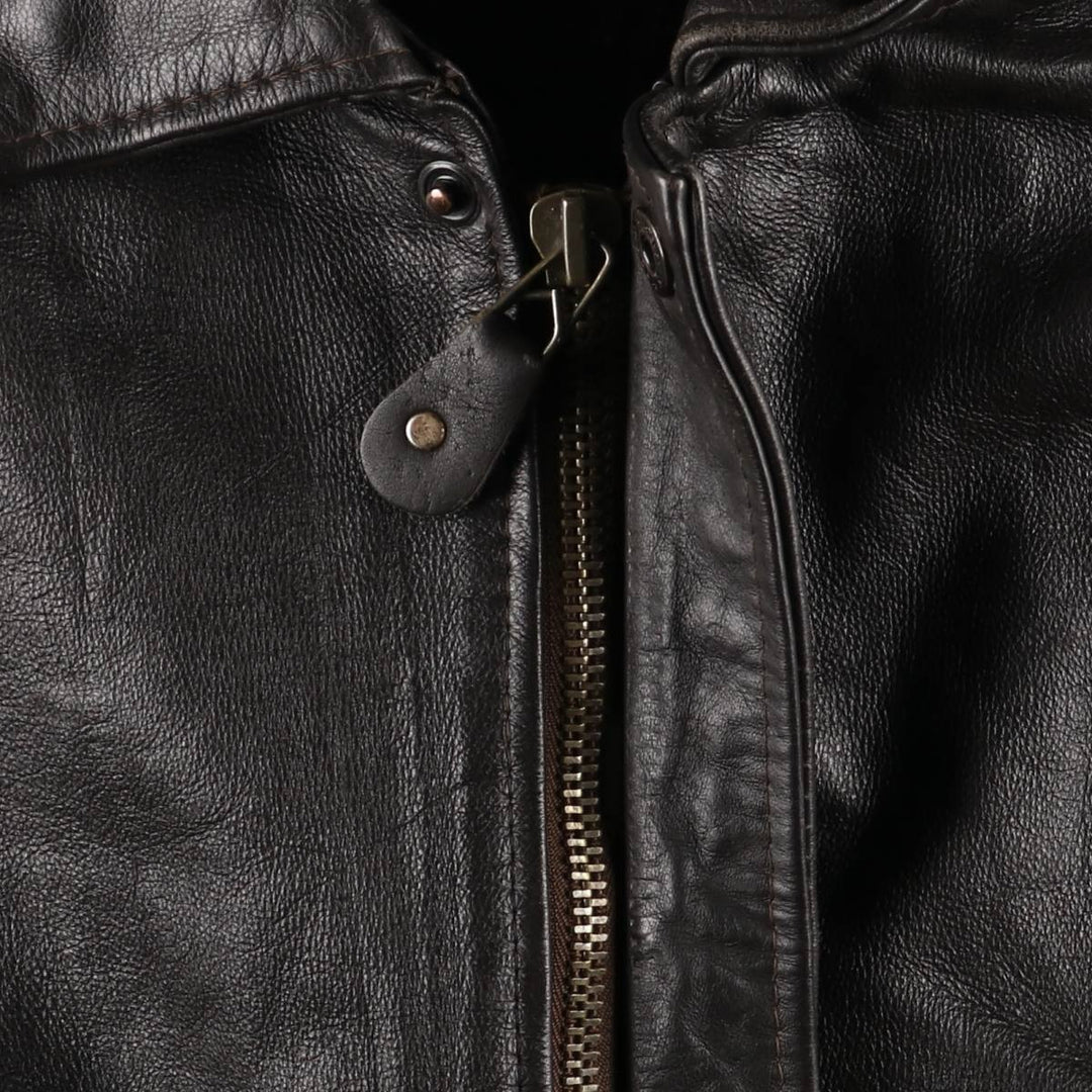 A-2 type leather flight jacket, men's size S unclear black type Vintage Second Hand