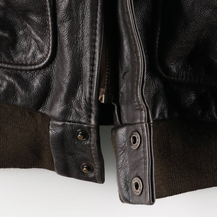 A-2 type leather flight jacket, men's size S unclear black type Vintage Second Hand