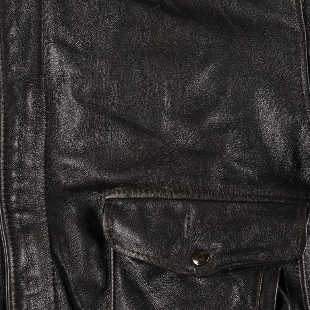 A-2 type leather flight jacket, men's size S unclear black type Vintage Second Hand
