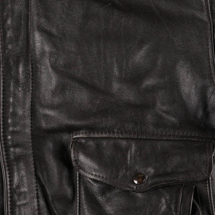A-2 type leather flight jacket, men's size S unclear black type Vintage Second Hand