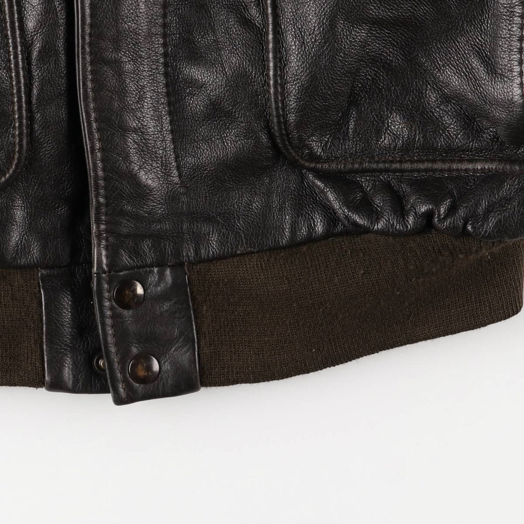 A-2 type leather flight jacket, men's size S unclear black type Vintage Second Hand