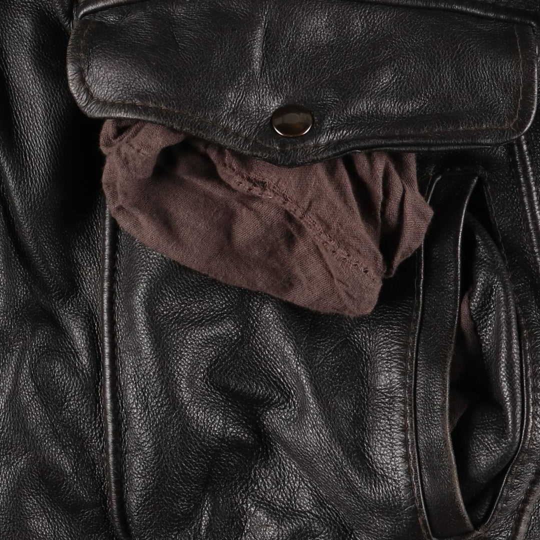 A-2 type leather flight jacket, men's size S unclear black type Vintage Second Hand