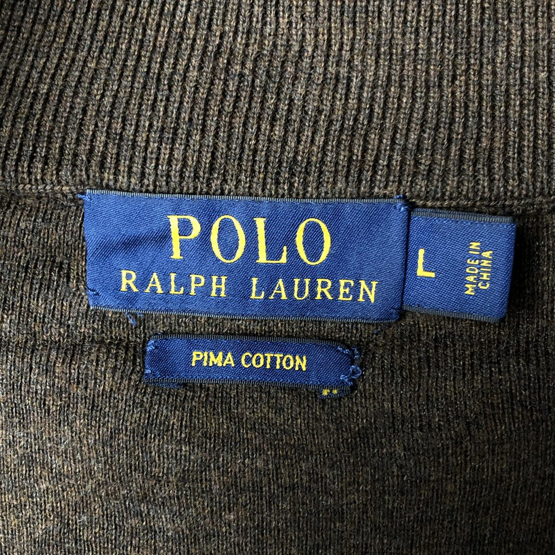 Ralph Lauren POLO RALPH LAUREN PIMA COTTON Cotton knit half zip sweater Men's size L Pima Cotton brown type Vintage Second Hand